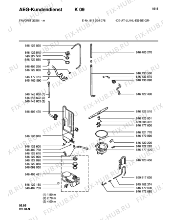 Взрыв-схема посудомоечной машины Aeg FAV3230I-M - Схема узла Water softener 066